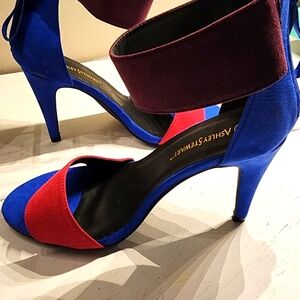 Ashley Stewart Tiana Color blocked, ankle strapped heeled sandal, size 12W